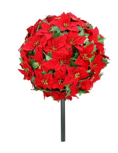 Artificial 15" Round Poinsettia Balls, 2 Pack