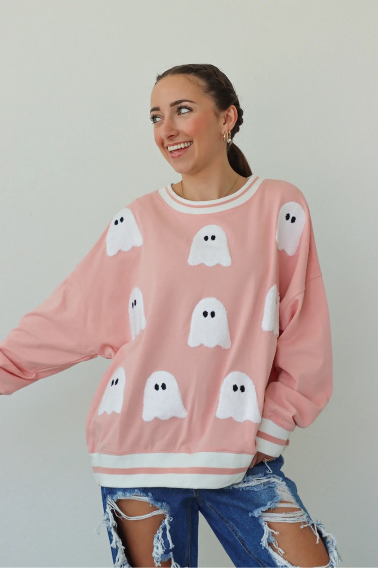 Peek A Boo Crewneck,size S,color pink.