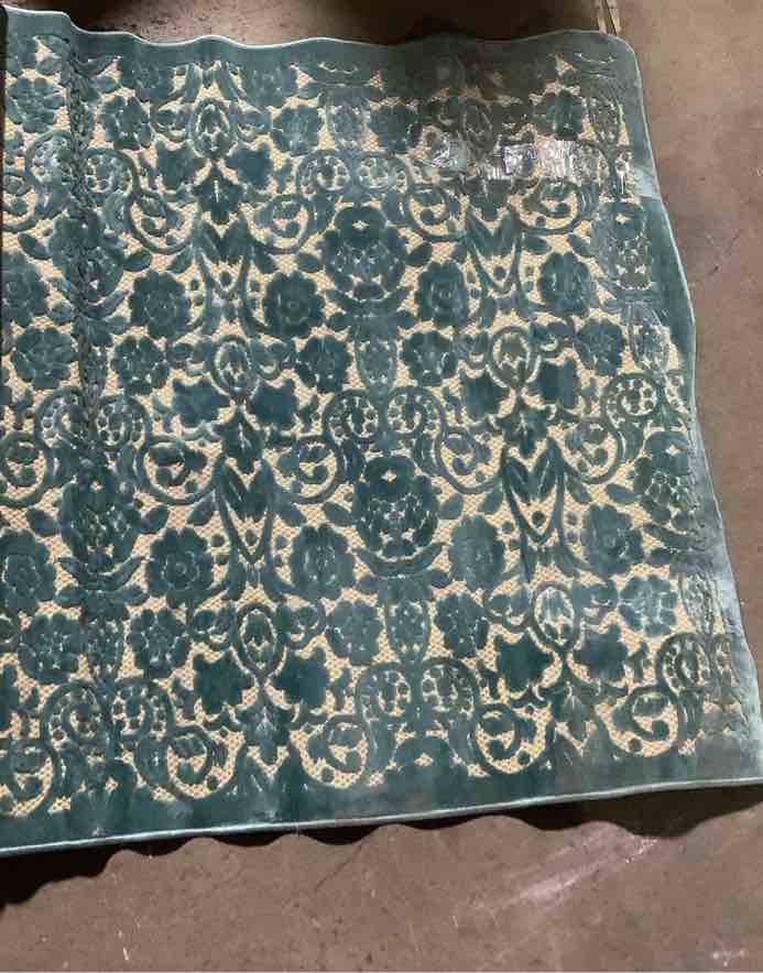 new age embossed rug blue 3 x 5m 100% polyester pile