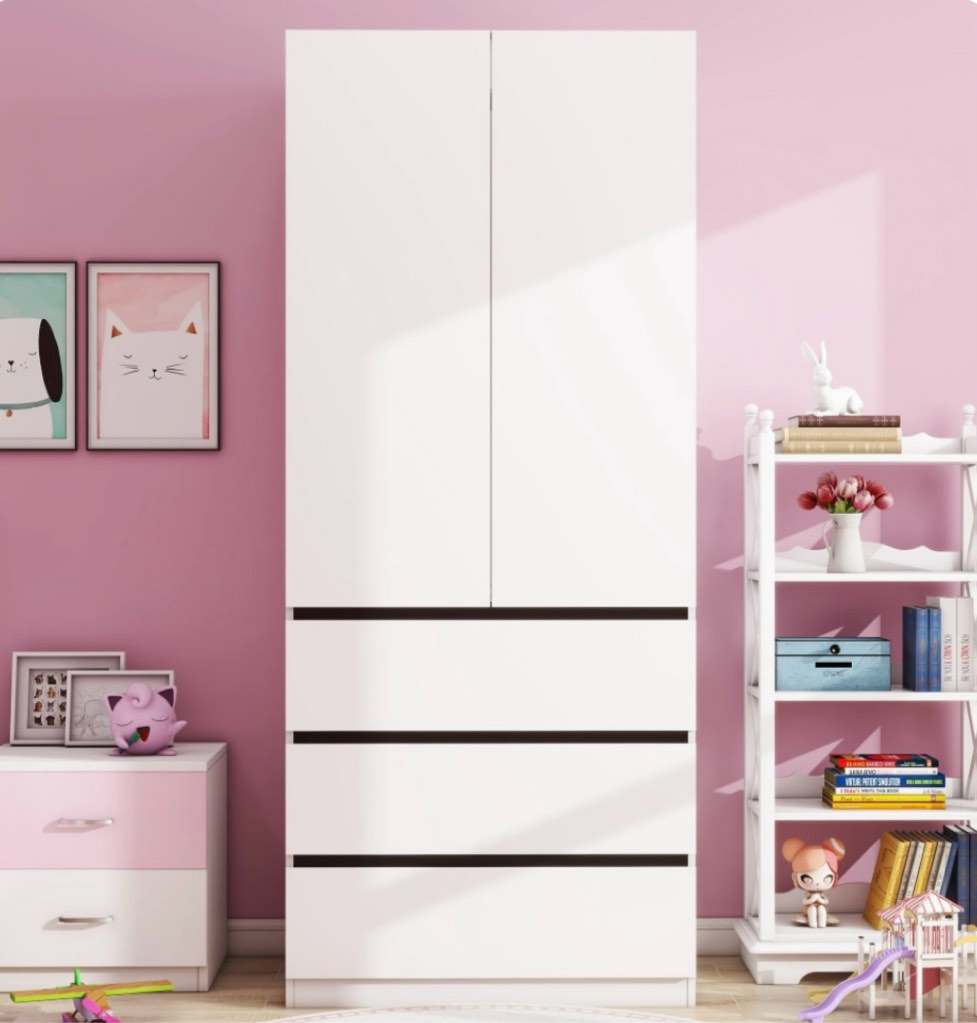 Twin Fins 32" Modern White Closet System with Spacious Storage - 3 Drawers -White