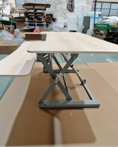 DYROPCURV Standing Desk Converter, 36” Wide Stand Desk with Keyboard Tray, Height Adjustable Stand Up Desk Riser for Home Office color brown 