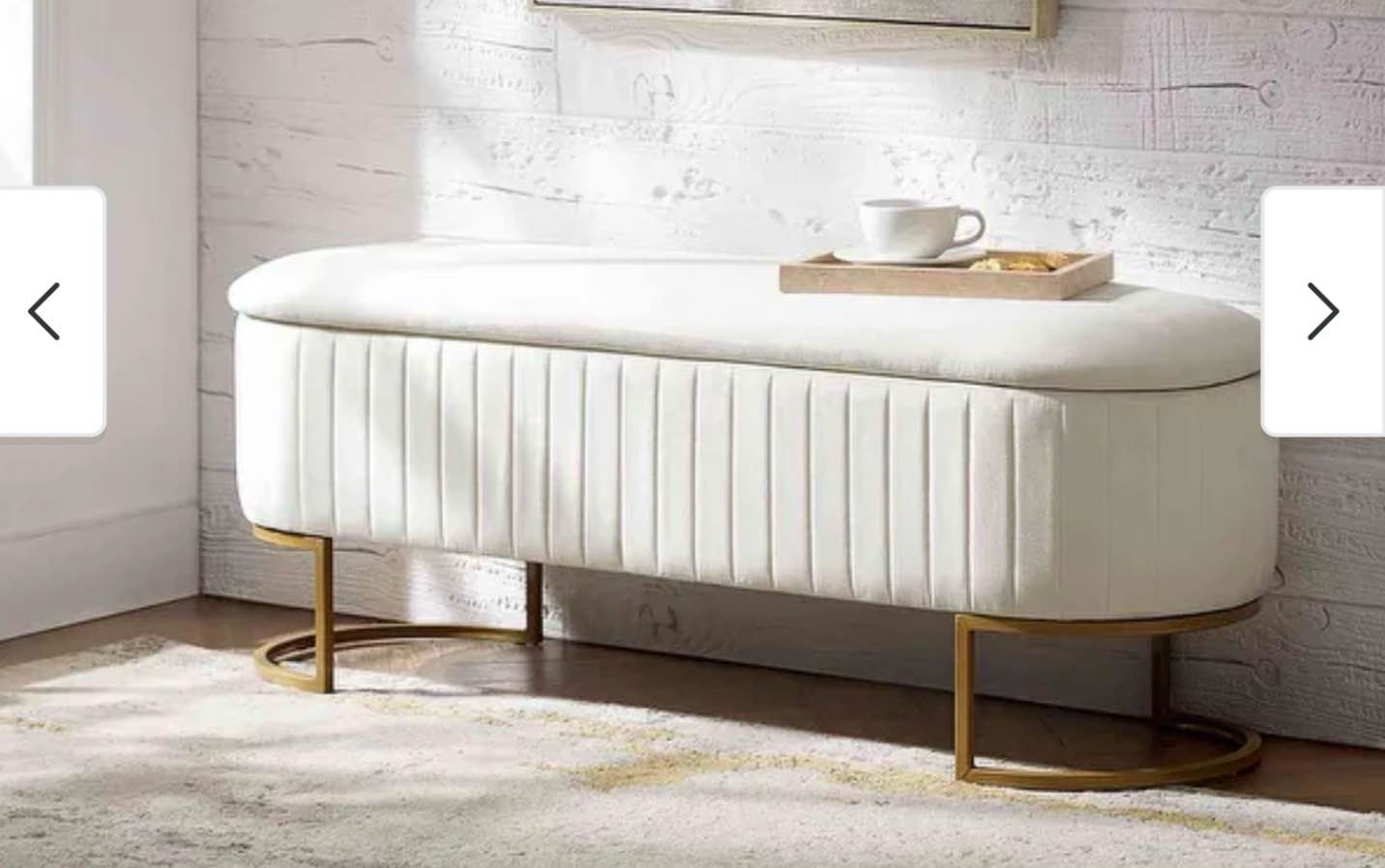 Paula Modern 50.5" Wide Velvet Flip Top Storage Soft Bench with Metal Base by HULALA HOME - IVORY