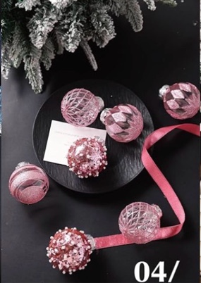 Christmas Ornaments Set 16PCS Shatterproof Rustic Farmhouse 2.4 Inch Hanging Balls Ornaments for Tree Party Holiday Pink 2.36IN