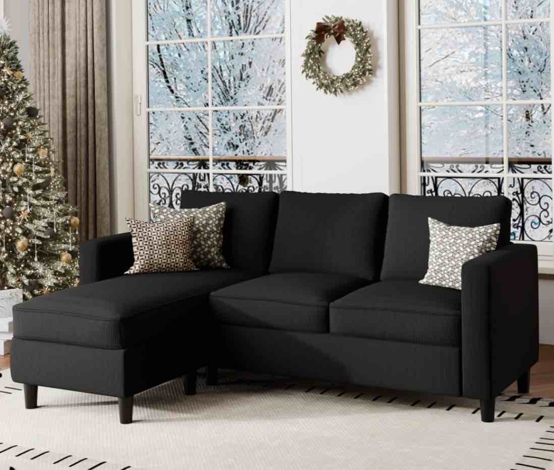 walsunny convertible l shaped sleeper sectional sofa couch 3 seat sofa with reversible chaise for living room apartment and small space, black walsunny convertible l shaped sleeper sectional sofa couch 3 seat sofa with reversible chaise for living room apartment and small space, black