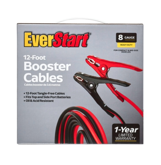 everstart 12-foot 8-gauge heavy duty booster cables, 165 amps