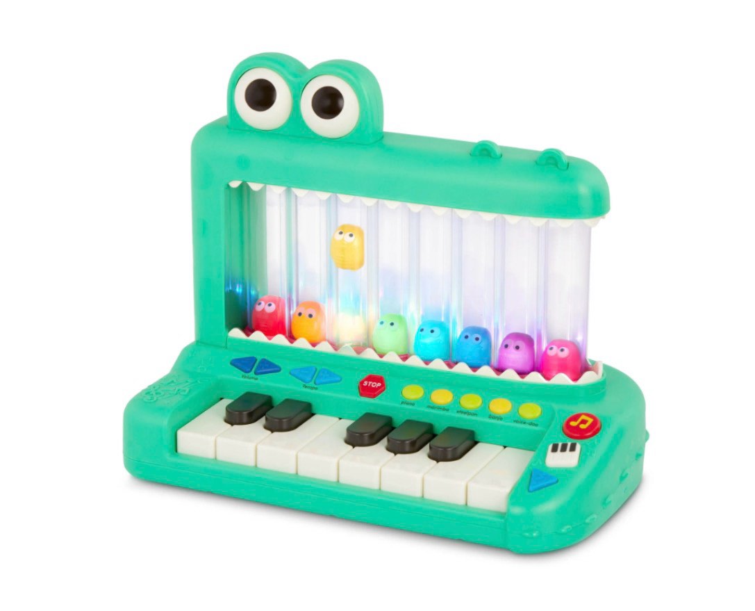 battat croco pop piano toy keyboard with songs sounds lights, baby and toddler toys