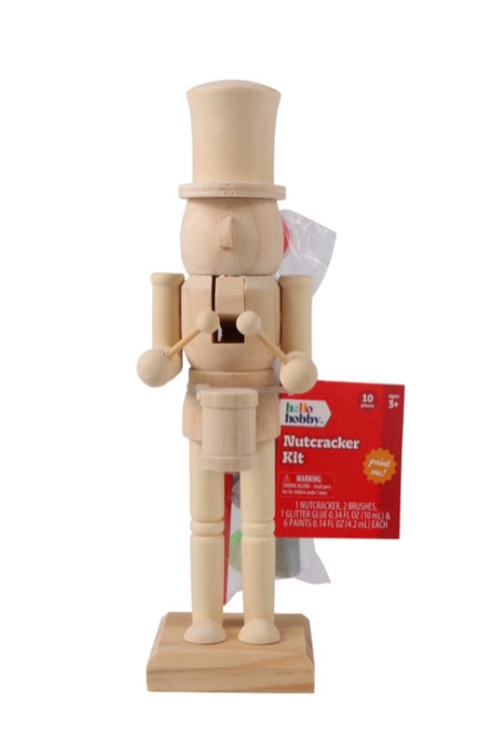 Hello Hobby 10" Nutcracker, Unfinished Pine Wood Nutcracker, 10 in. x 3 in. x 3 in.