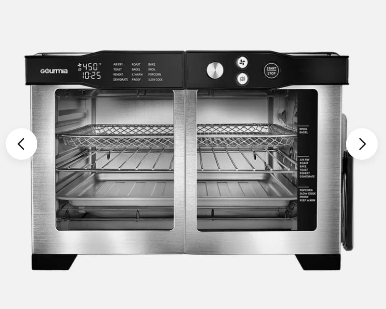 Gourmia French Door Toaster Oven Air Fryer 6-Slice 12-Function - w/ Temp Probe