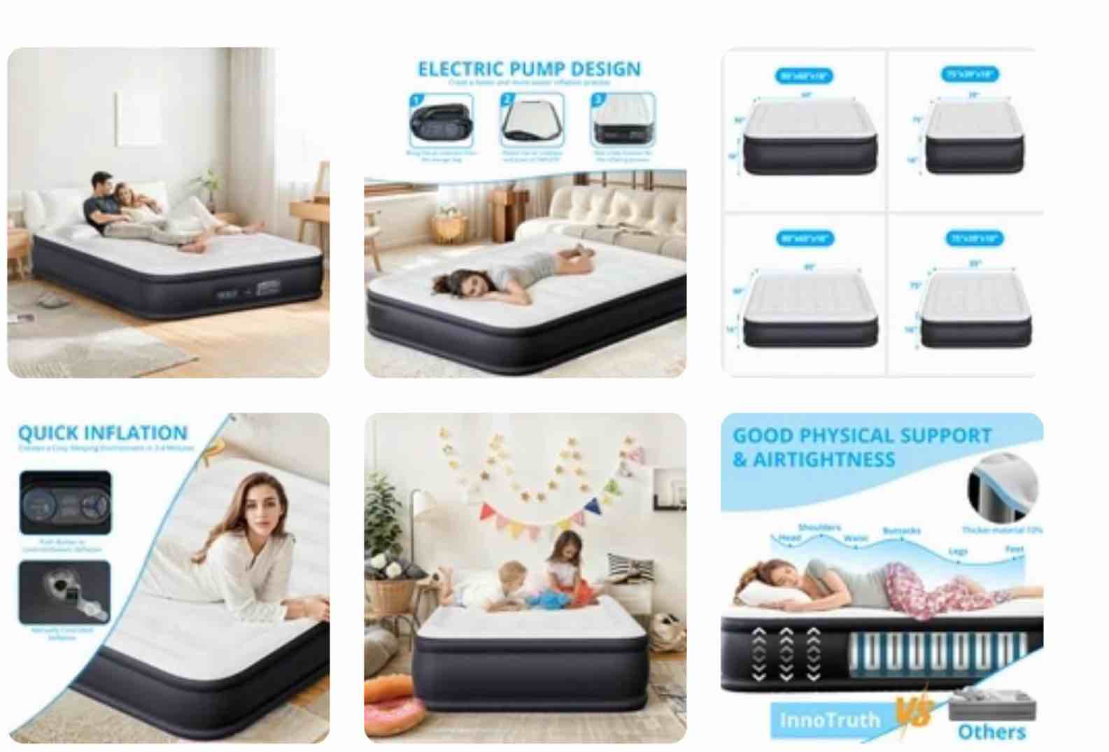 Air Mattress Queen with Built in Pump, 16-Inch Raised Inflatable Blow up Camping Bed