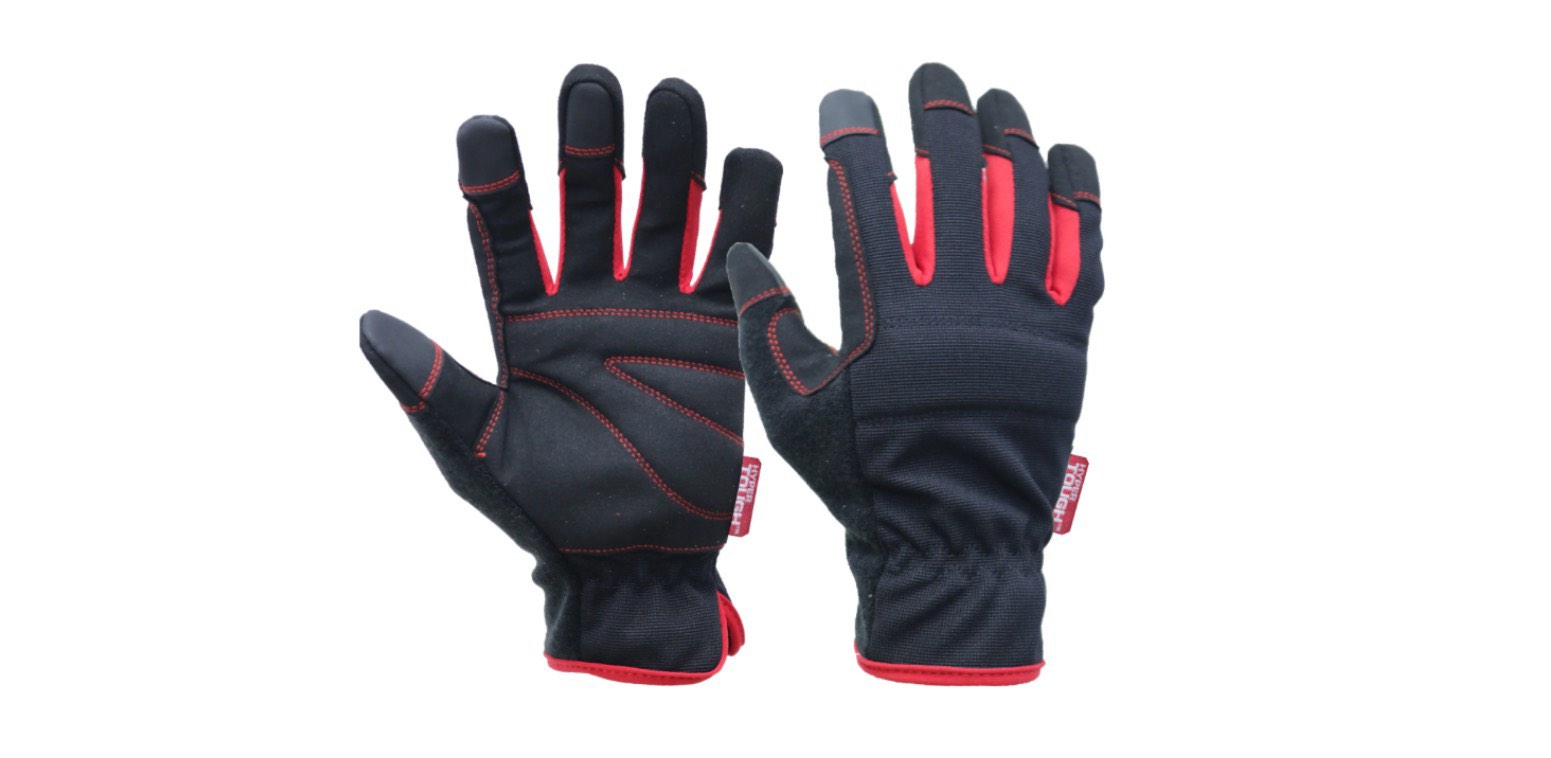 Hyper Tough Black Synthetic Leather Utility Glove, Full Fingers, Men's Medium, 1pair