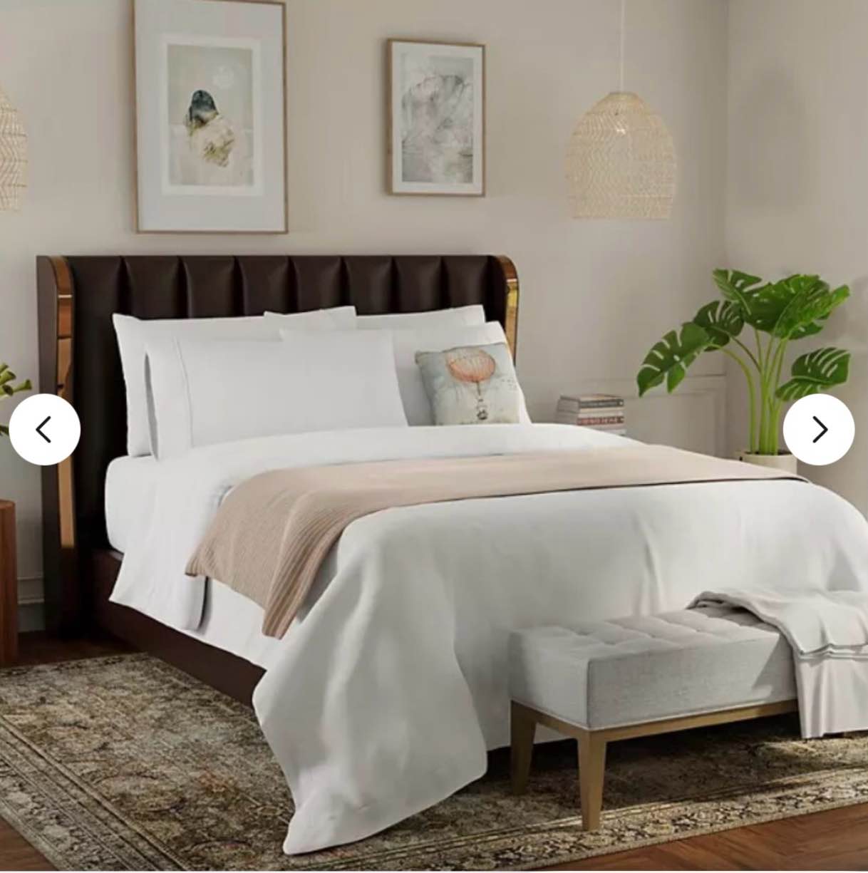 Color Sense 1200 Thread Count Cotton Blend 6 Piece Sheet Set - Queen White