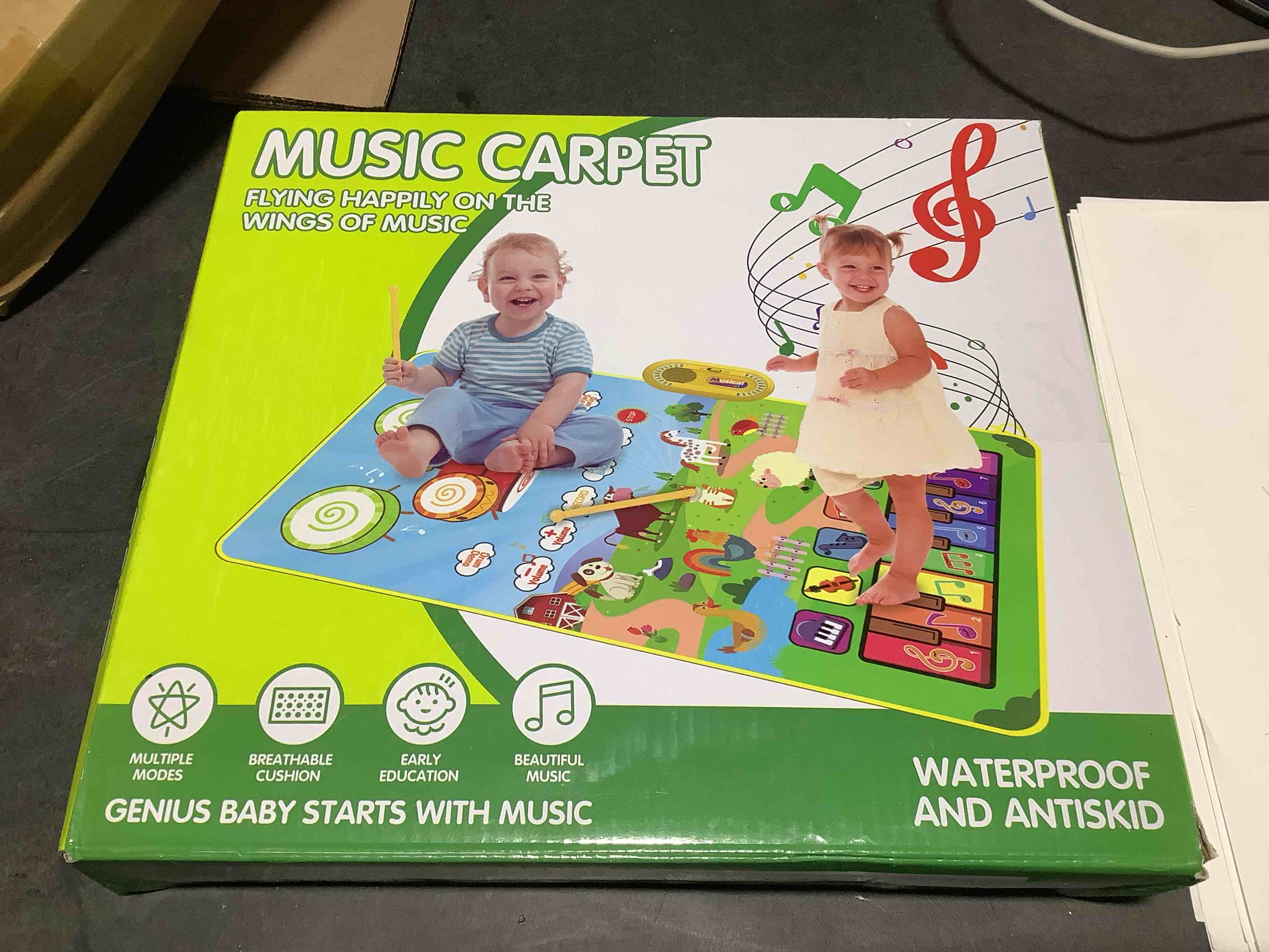 Condition photo showing New/Like New for Children 1-3 years old Musical toys Pakoo 3 in 1 Baby toy Piano and drum pad Animal touch play Blanket with 2 sticks Musical Sensory Toys Early Educational toys 1 year old boys and girls birthday gifts
