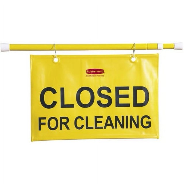 rubbermaid commercial closed for cleaning safety sign - 1 each - closed for cleaning print/message - yellow | bundle of 10 each
