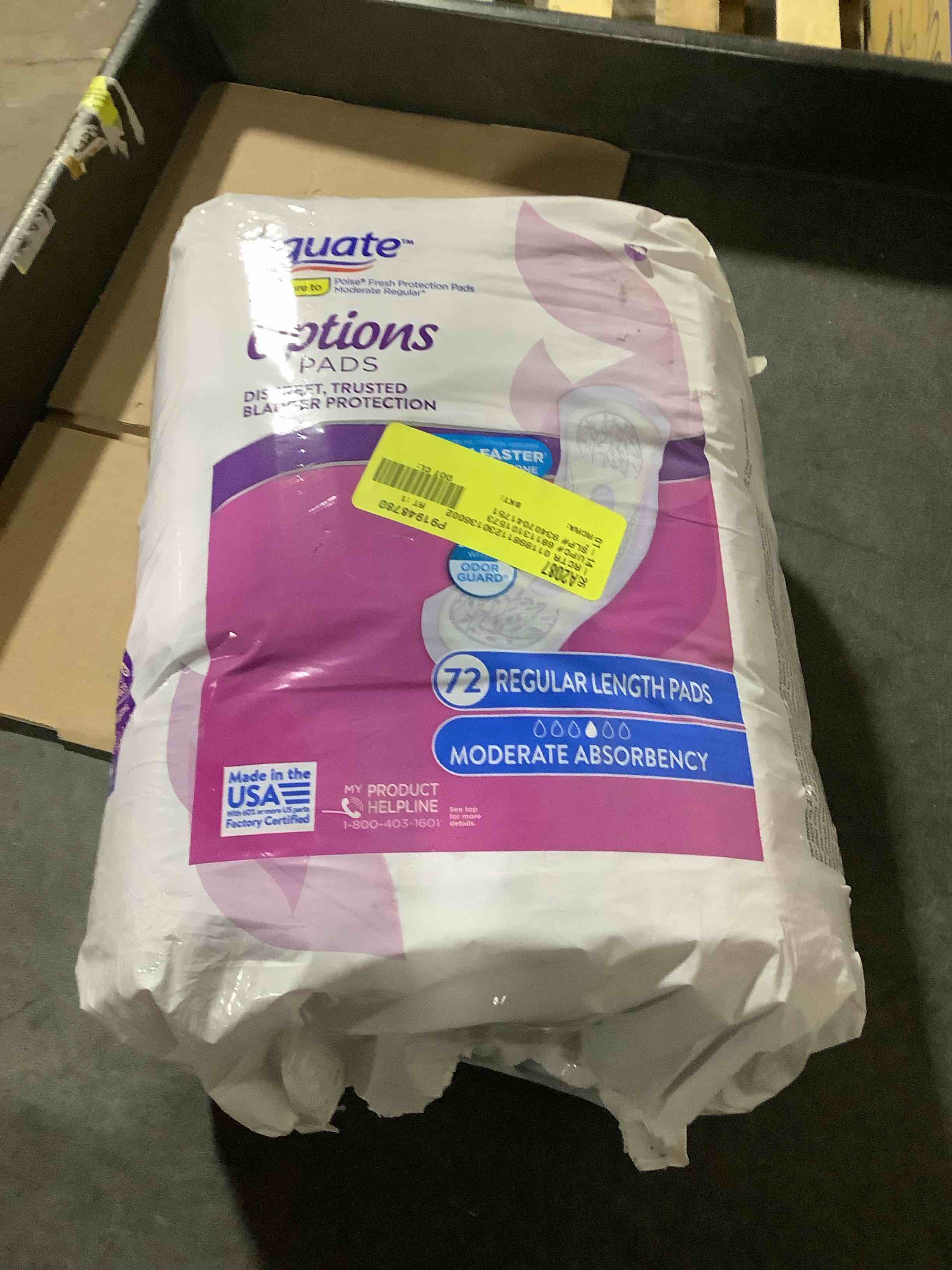 Condition photo showing Good Condition for Equate Options Women s Moderate-Regular Incontinence Pads  72 count