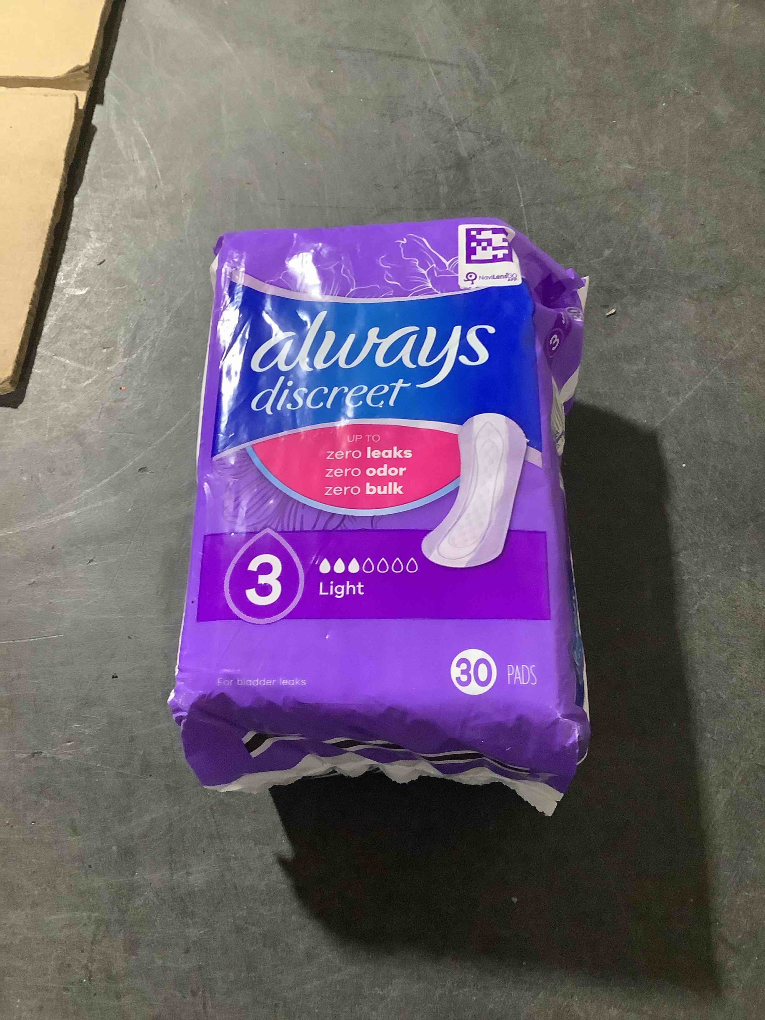 Condition photo showing Good Condition for Always Discreet, Incontinence Liners, Ultra Thin, 30 Count (1 pack ) (regular length)