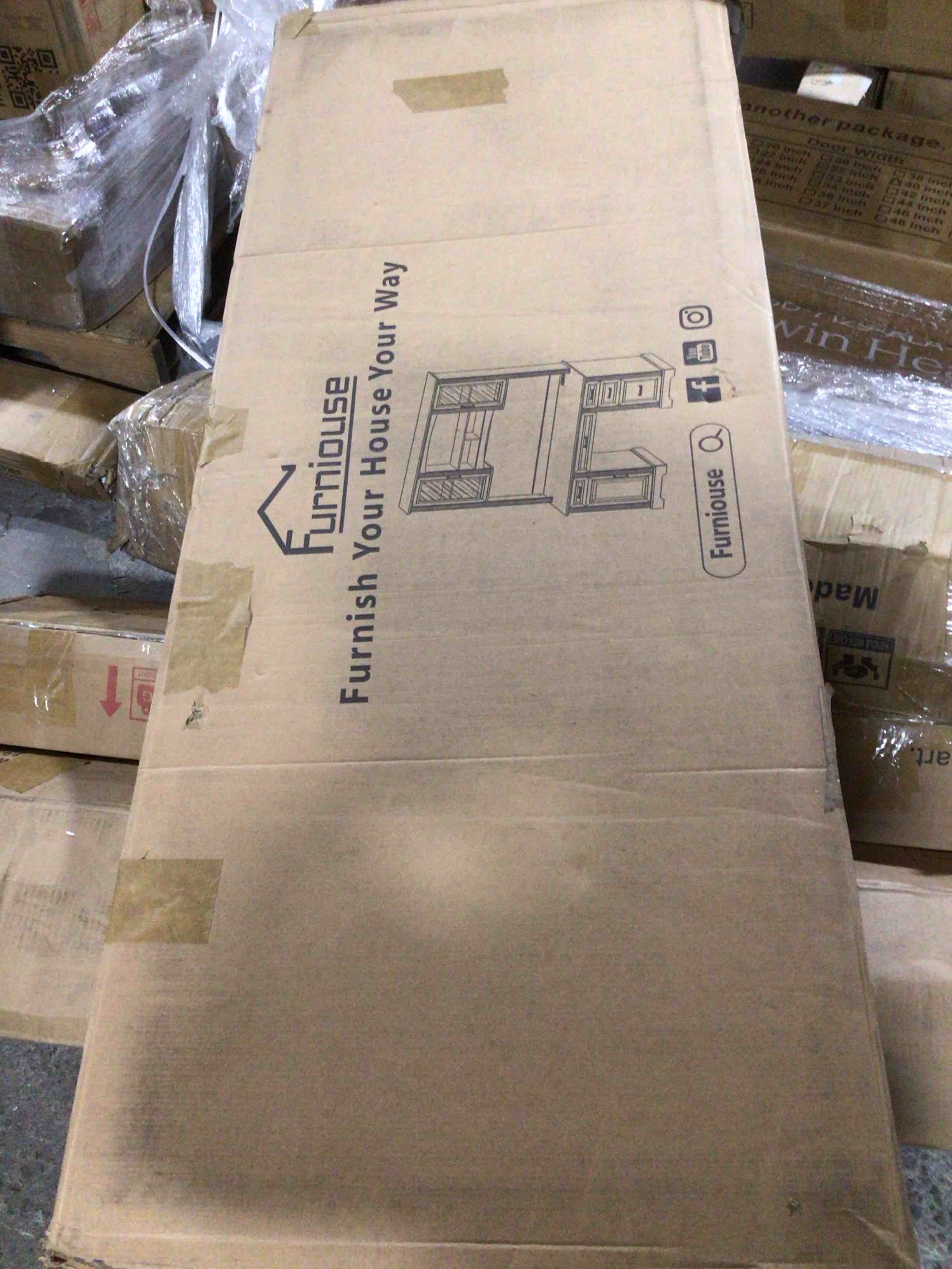 Condition photo showing New/Like New for Denanne 58'' W Computer Desk with Outlet and Hutch for Home Office