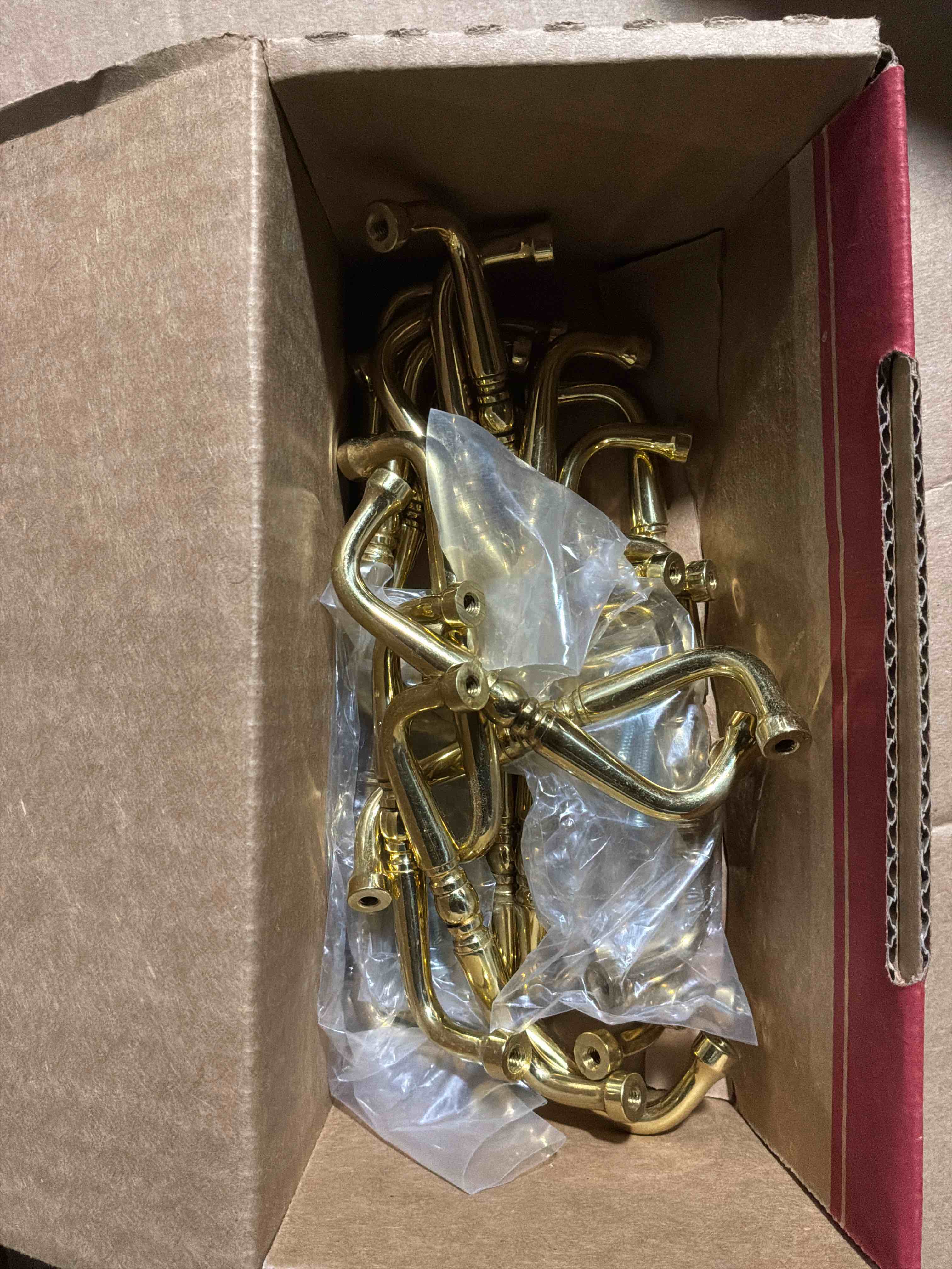 Condition photo showing New/Like New for box of 25 handles used brass drawer cabinet pull handle