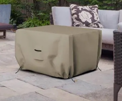 PTEROMY Patio Fire Pit Table Cover, Heavy Duty 600D Canvas Outdoor Waterproof Fireplace Cover (Khaki, Square, 40'')
