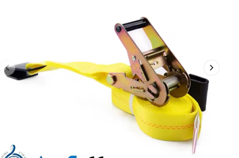 (Case pack of 8, ) 2" X 27' Ratchet Strap With Flat Hooks | Yellow,