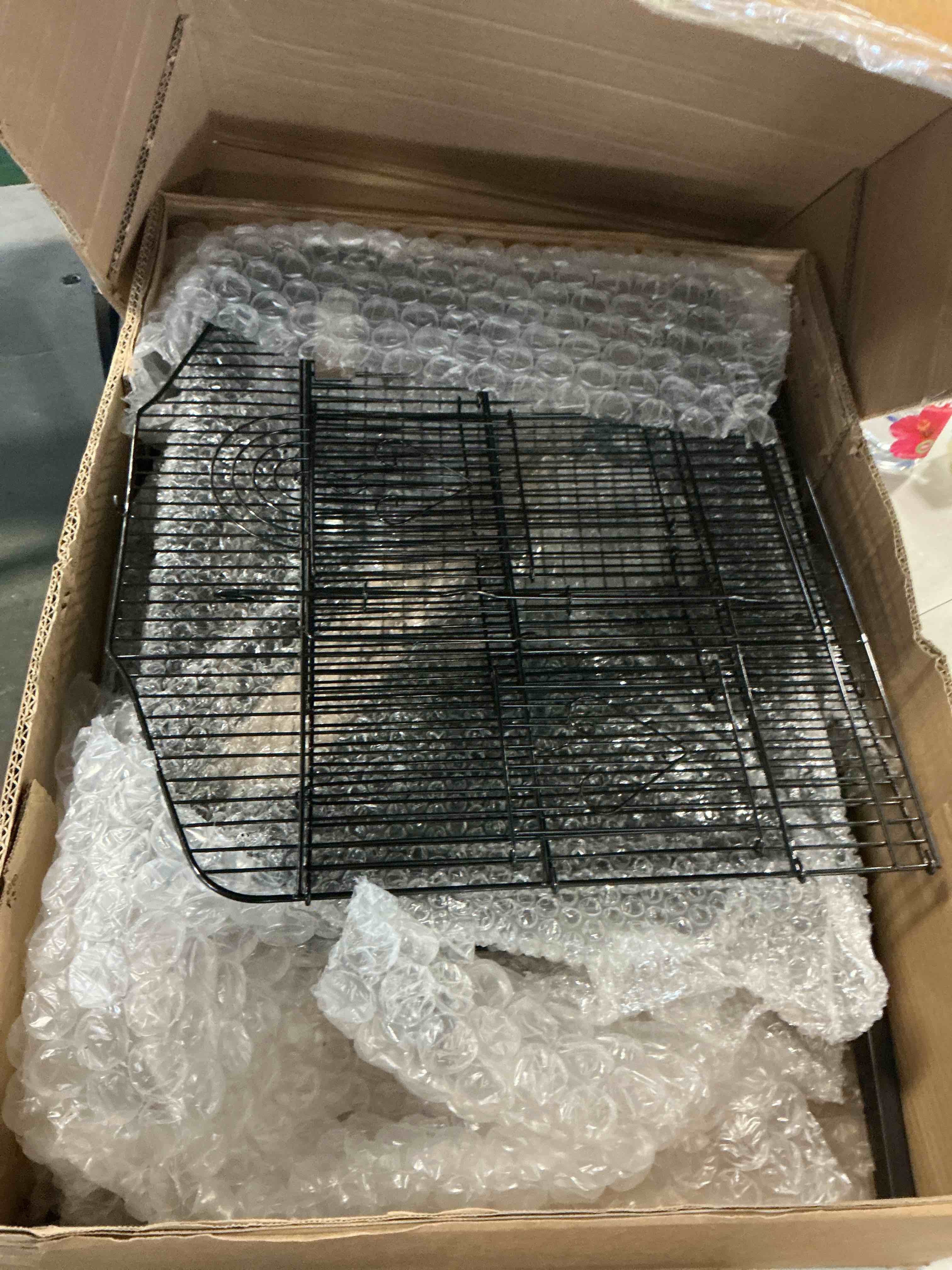 Condition photo showing As Is for VIVOHOME 64 Inch Bird Cage with Play Top and Rolling Stand for Parrots Conures Lovebird Cockatiel Parakeets Black