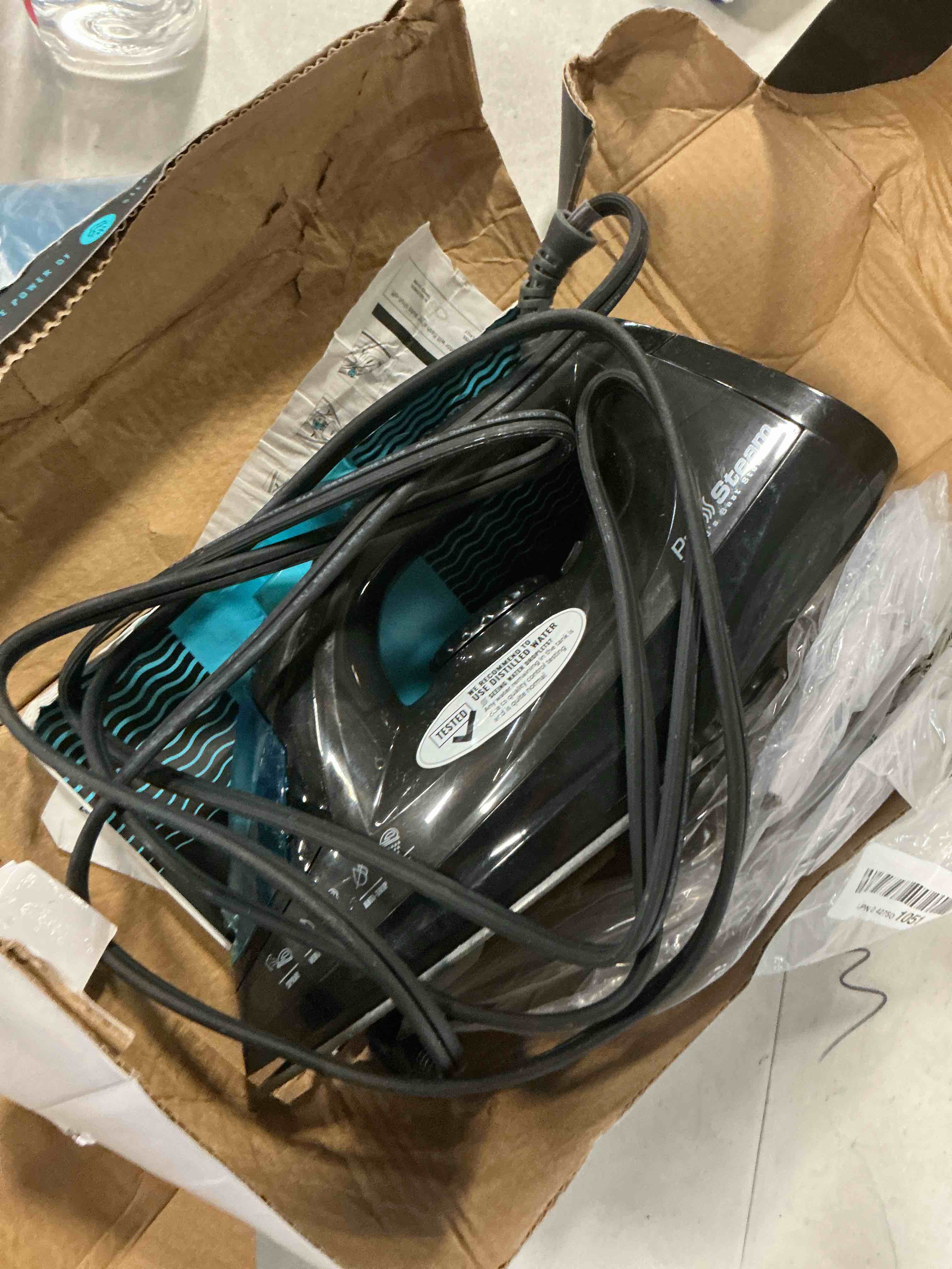 Condition photo showing As Is for PurSteam Professional 1250W Steam Iron | Powerful Steamer with Burst of Steam & Spray | Non-Stick Soleplate, Easy Temperature Control & Auto Shut-Off SteamLite
