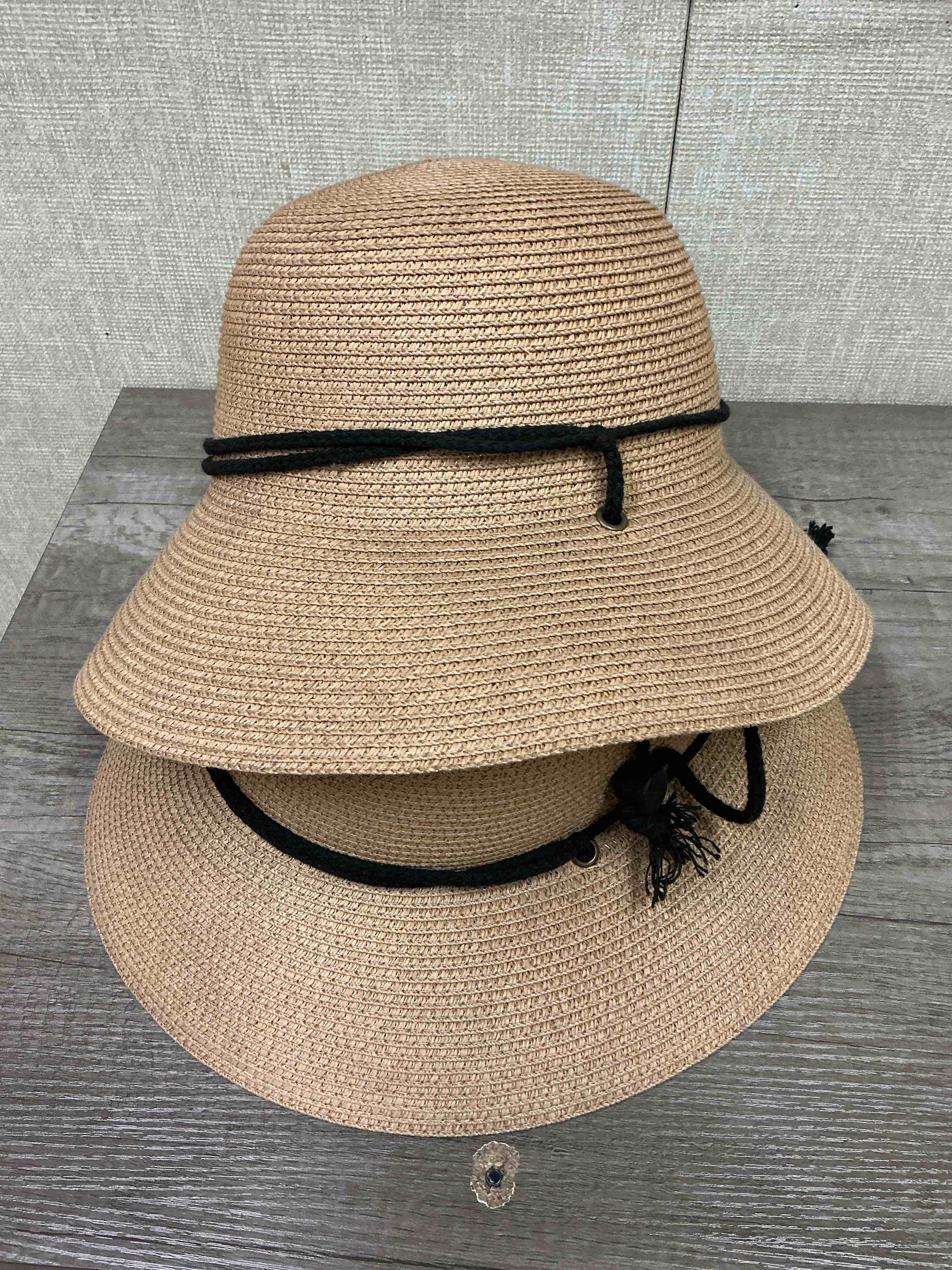 Condition photo showing Good Condition for Women's Floppy Sun Hat – UV Protection, Wide Brim Straw Beach Hat for Travel, Vacation, Pool, and Outdoor Adventures – Packable, Lightweight, Stylish, Ideal for Sun Protection and Hiking (2-Pack)