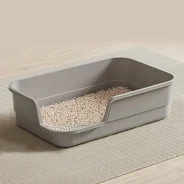 extra large cat litter box with high sides,cats boxes for indoor cats,cat litter pan for kitty,litter box with low entry,easy to clean,anti-splashing,23.6" x15.7" x5.9" (grey)