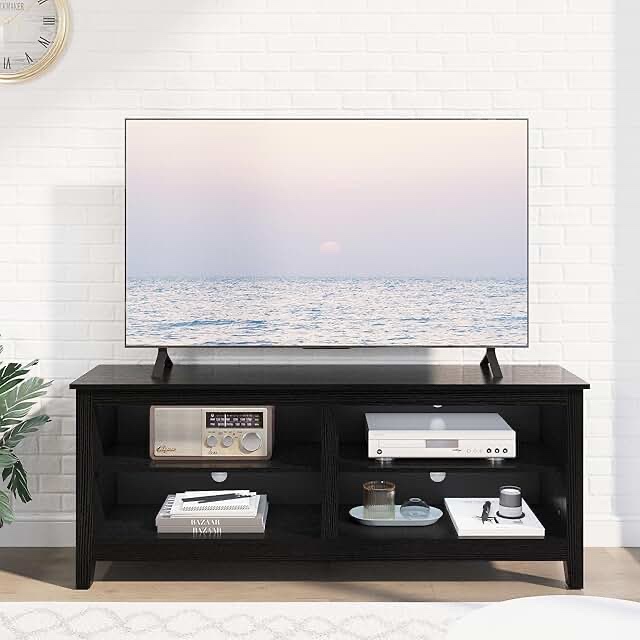 6’ black tv stand 