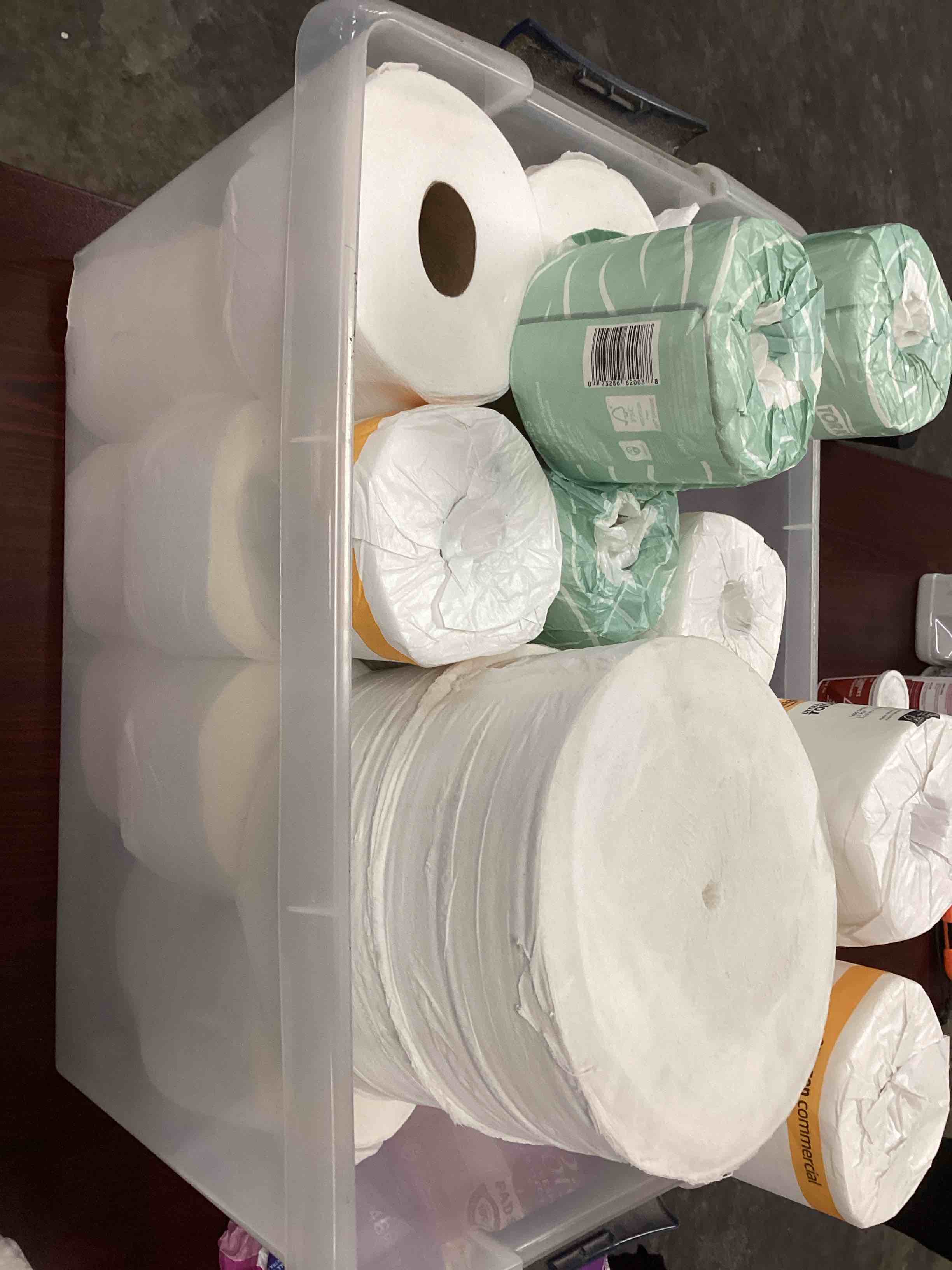 Condition photo showing As Is for assortment of toilet paper