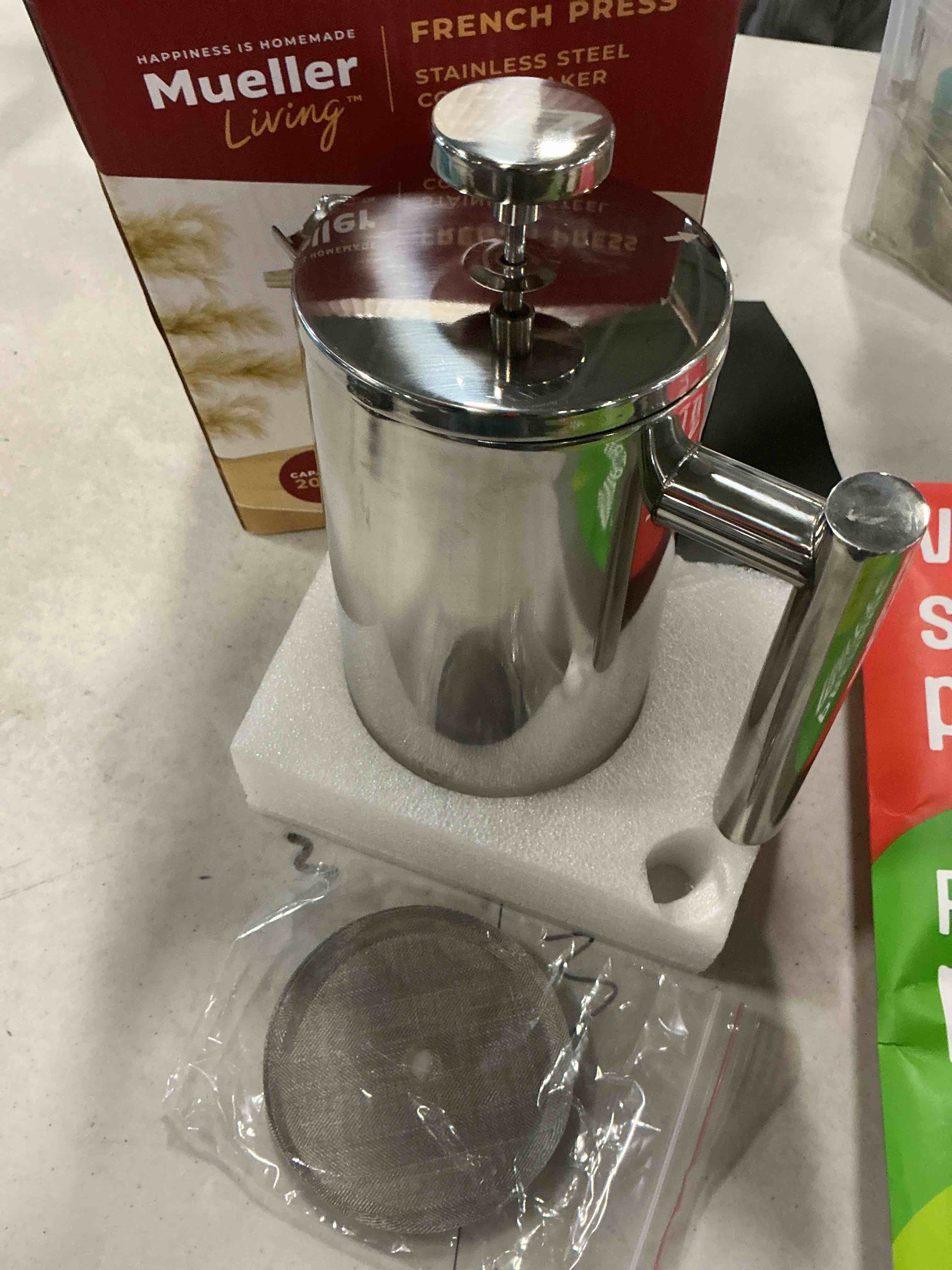 Condition photo showing Good Condition for Mueller Stainless Steel French Press Coffee Maker 20 oz, 3 Level Filtration System, No Coffee Grounds, Rust-Free, Dishwasher Safe