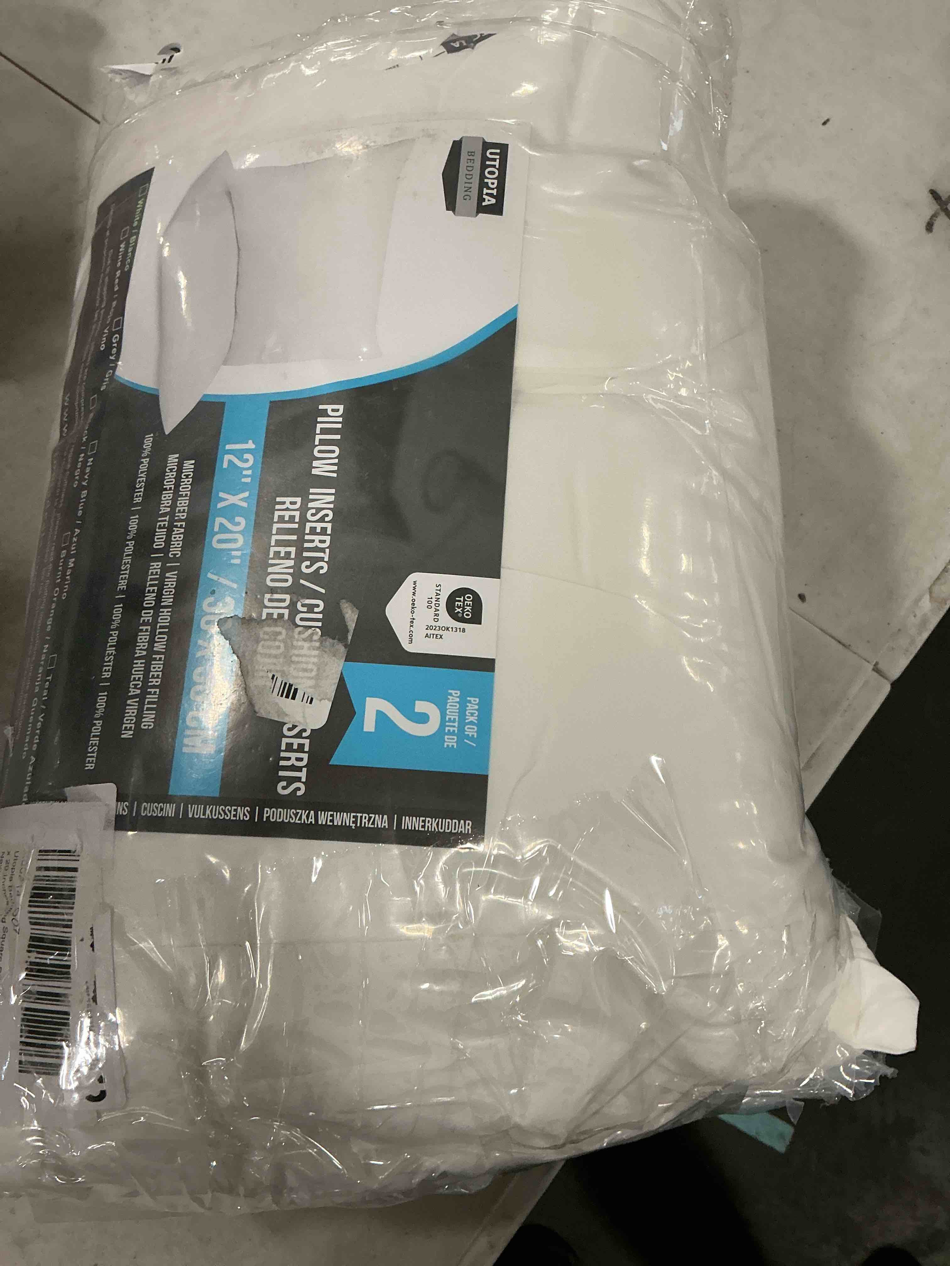 Condition photo showing Good Condition for Utopia Bedding Throw Pillows (Pack of 2, White), 12 x 20 Inches Indoor Decorative Pillow Insert for Sofa, Bed and Couch White 12x20 (2 Pack)