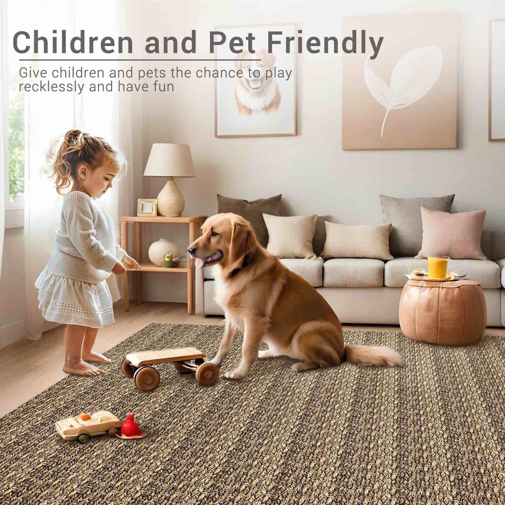 GlowSol Washable Area Rugs 8x10 Modern Solid Braided Printed Large Rug, Non-Slip Rugs for Living Roo