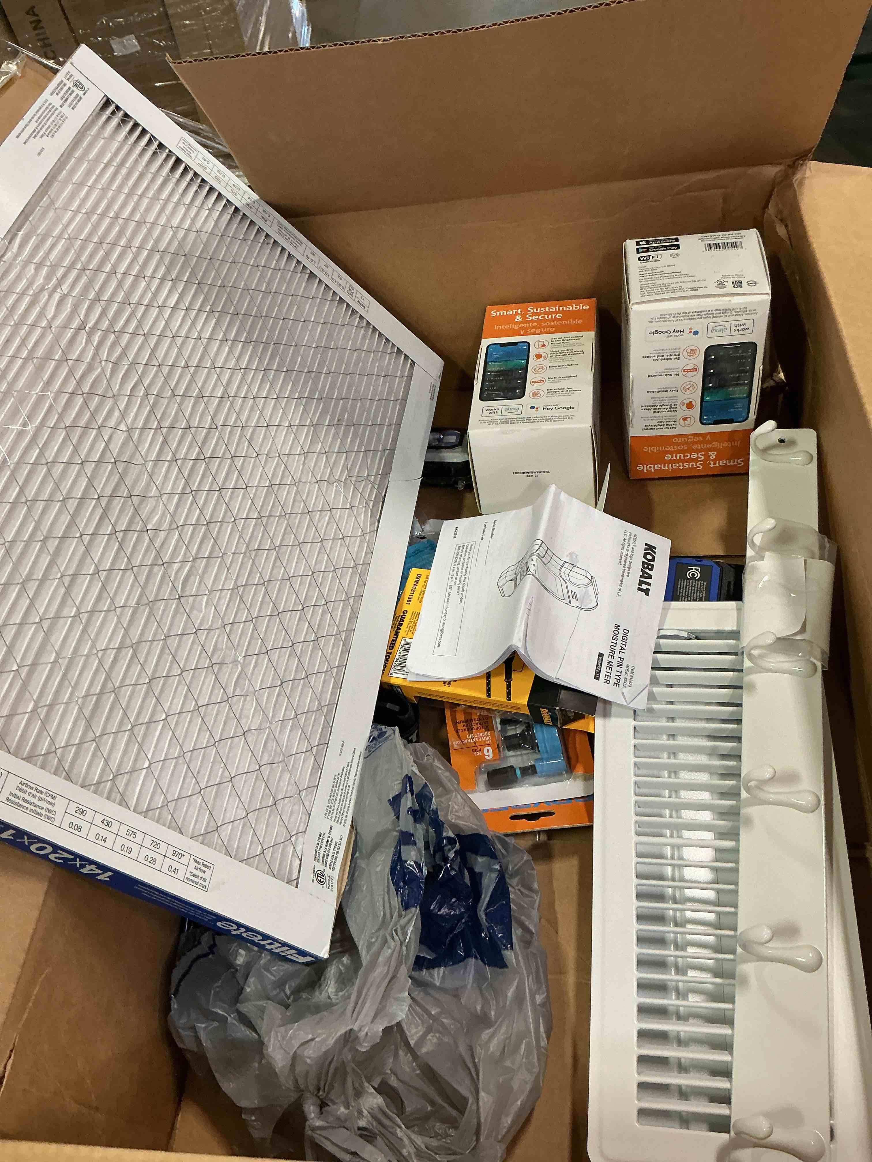 Condition photo showing As Is for Assorted Home Improvement Lot (Small Tools, Screw, Home Accessories, etc.)