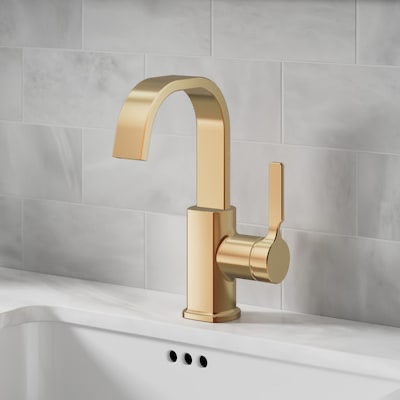 allen + roth Veda Brushed Bronze Single hole 1-handle WaterSense High-arc Residential Handle