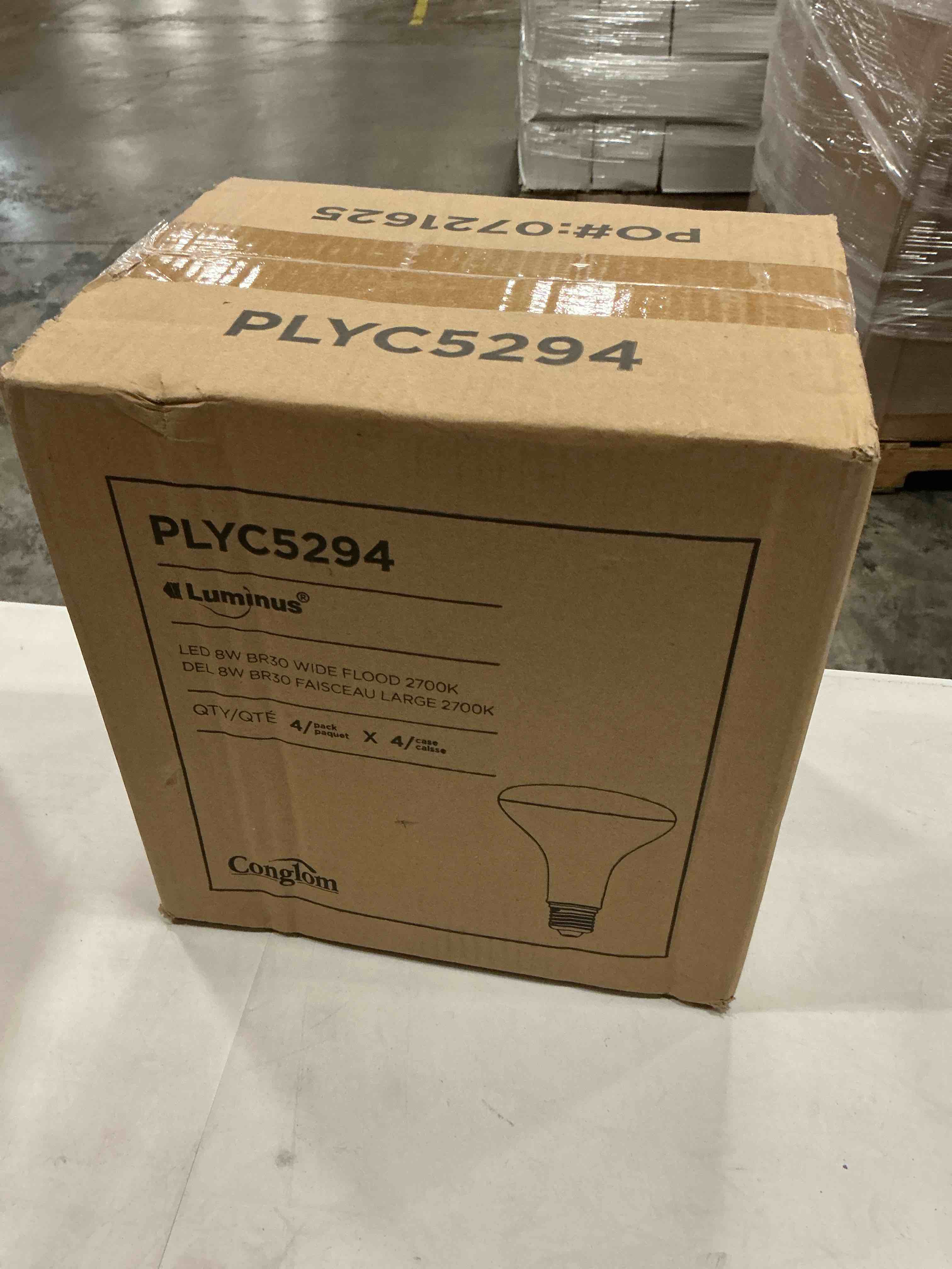 Condition photo showing New/Like New for luminus plyc5294 br30-8w (65w) 650 lumens warm white 2700k dimmable led light bulb-16 pack