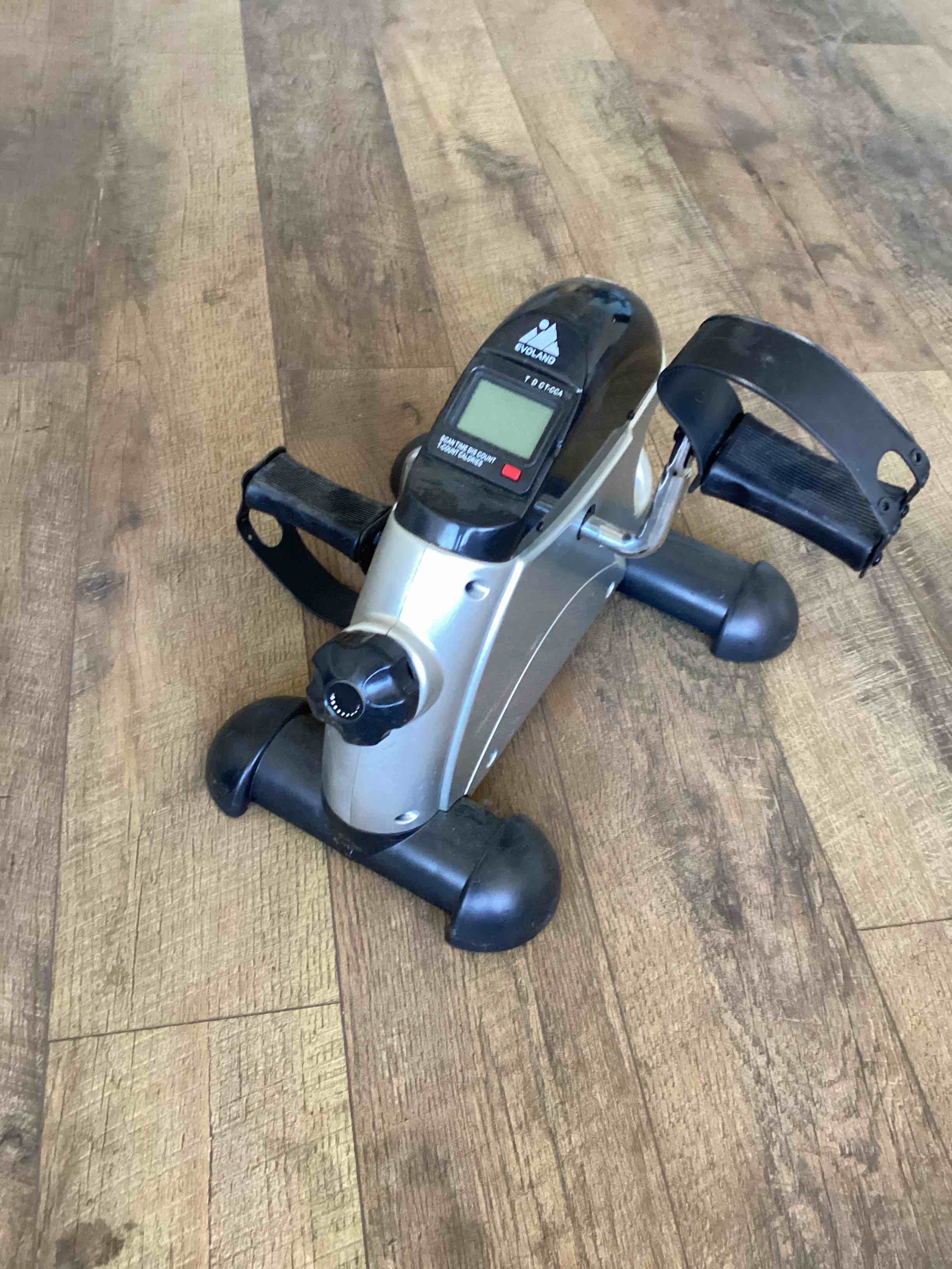 Condition photo showing As Is for EVOLAND Mini Exercise Bike, Under Desk Bike Pedal Exerciser with Handle| Adjustable Resistance| LCD Display| Non-Slip Mat, Home and Office Workout Fitness Training for Unisex and Elderly