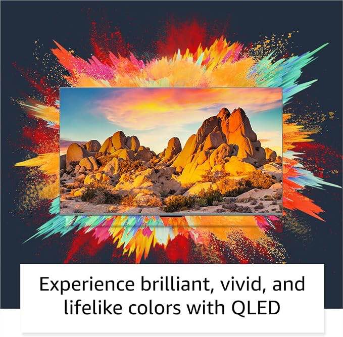 Condition photo showing As Is for amazon fire tv 75" omni qled series 4k uhd smart tv, dolby vision iq, fire tv ambient experience, local dimming, hands-free with alexa