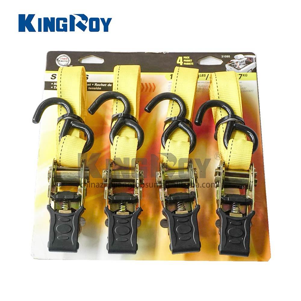 kingroy 1" ratchet tie down strap, 15', 4pk, wll 500 lbs