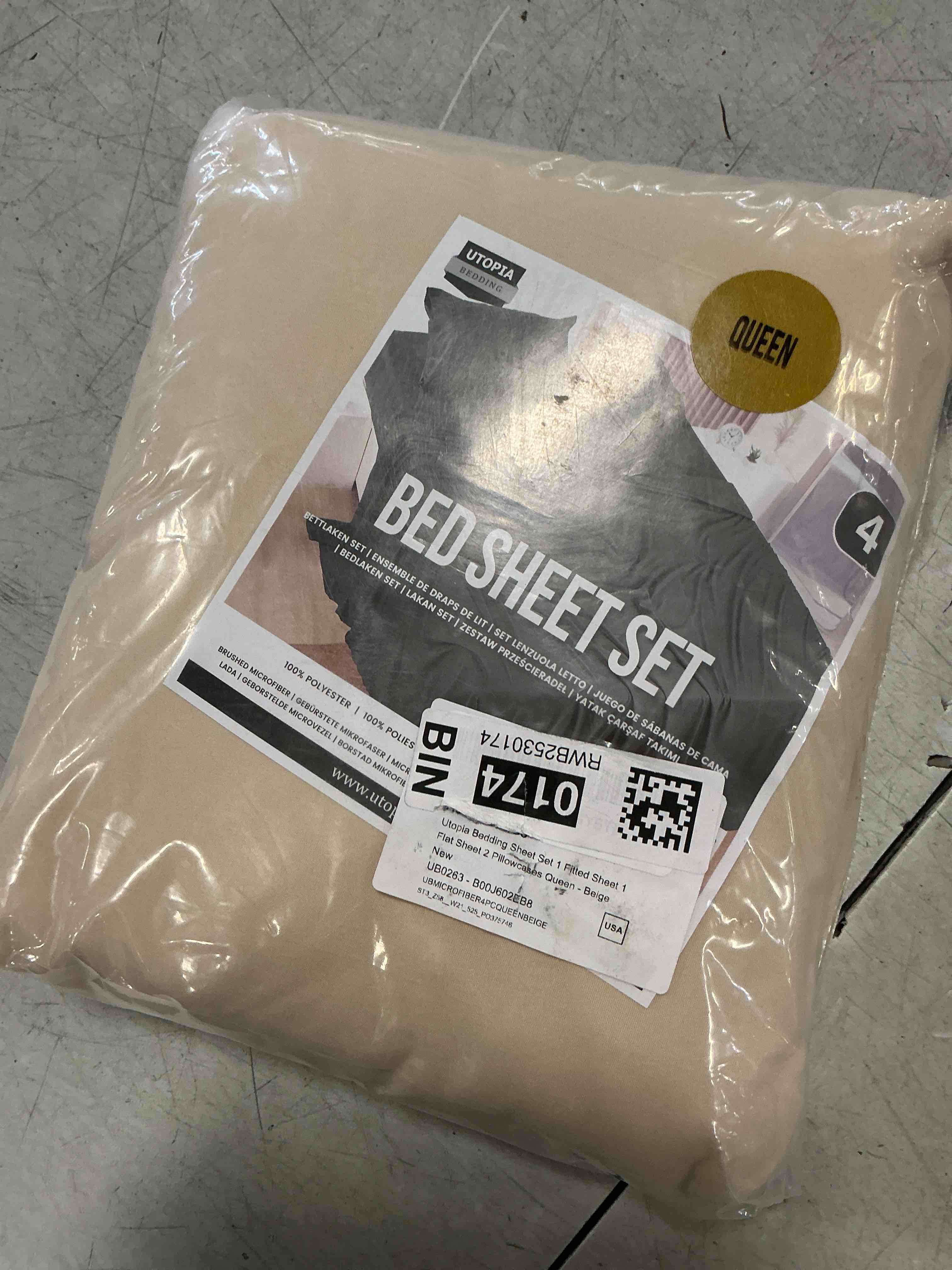 Condition photo showing Good Condition for Utopia Bedding Queen Sheets - 4 Piece Bedding - Brushed Microfiber - Shrinkage and Fade Resistant - Easy Care (Queen Beige) Beige Queen