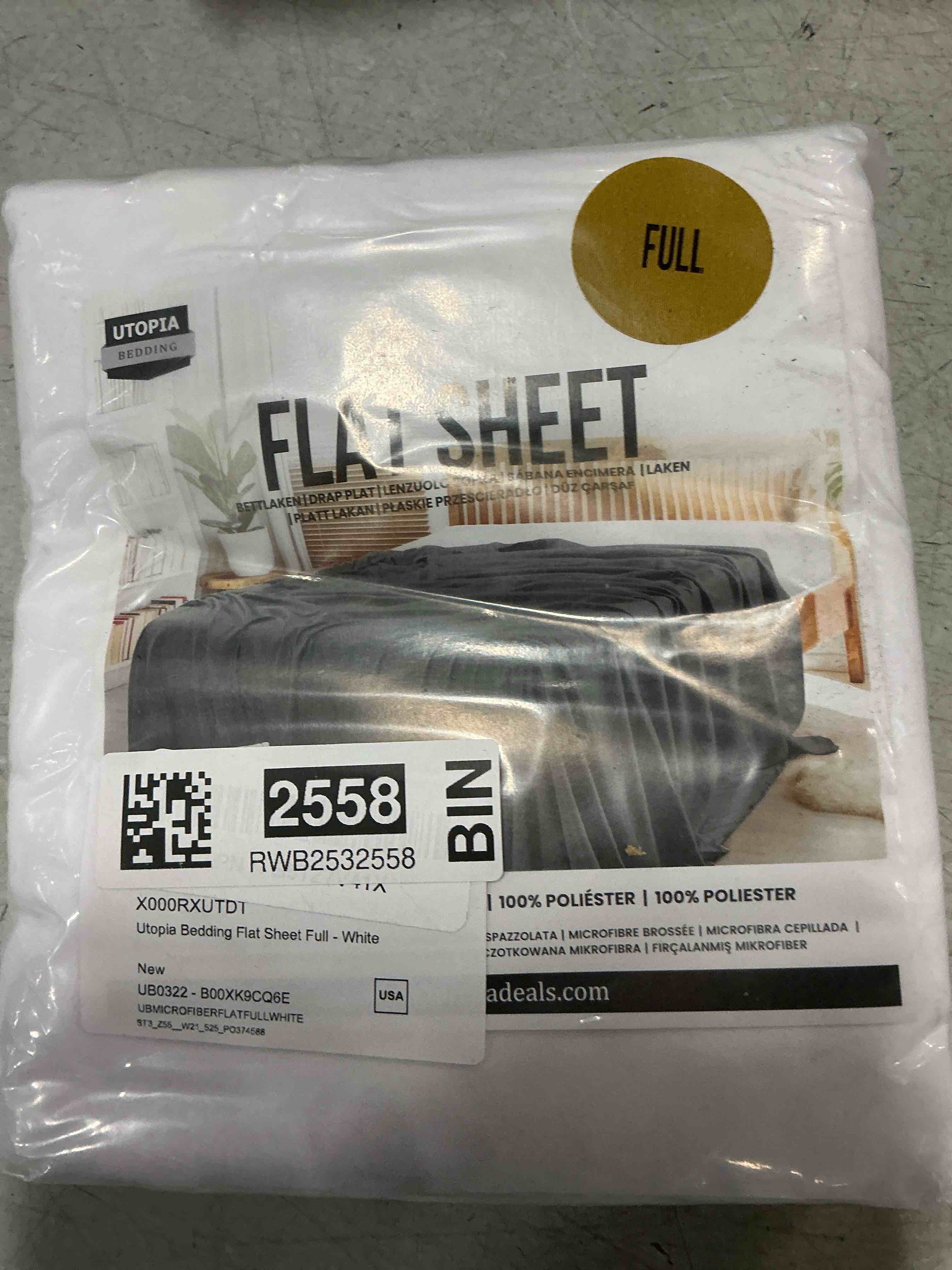 Condition photo showing New/Like New for Utopia Bedding Flat Sheet - Soft Brushed Microfiber Fabric - Shrinkage & Fade Resistant Top Sheet - Easy Care - 1 Flat Sheet Only  (Full, White)