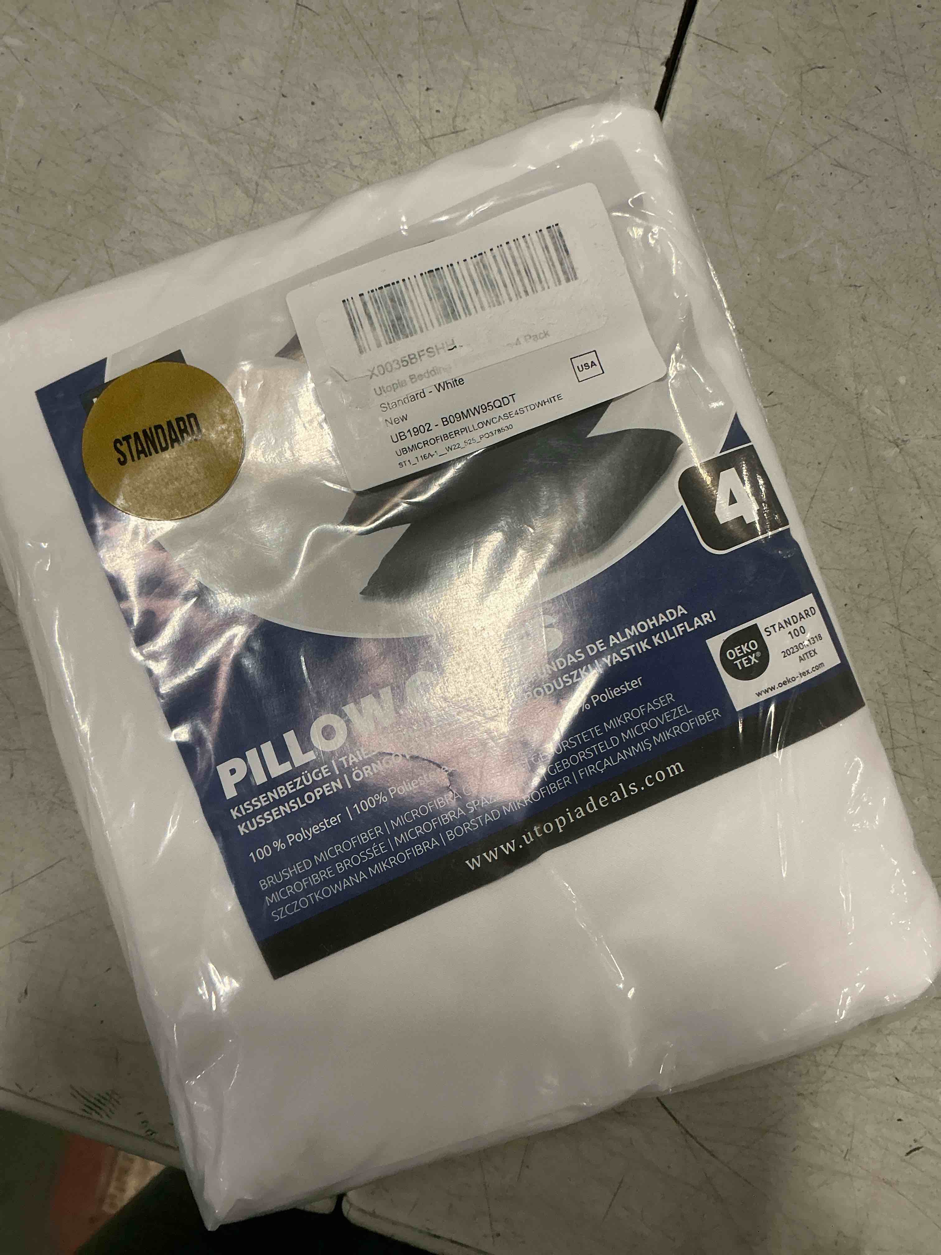 Condition photo showing item condition for Utopia Bedding Standard Pillow Cases - Pack of 4 - Envelope Closure - Soft Brushed Microfiber Fabric - Shrinkage and Fade Resistant Pillow Covers Standard Size 20 X 26 Inches (Standard, White) White Standard - Pack of 4