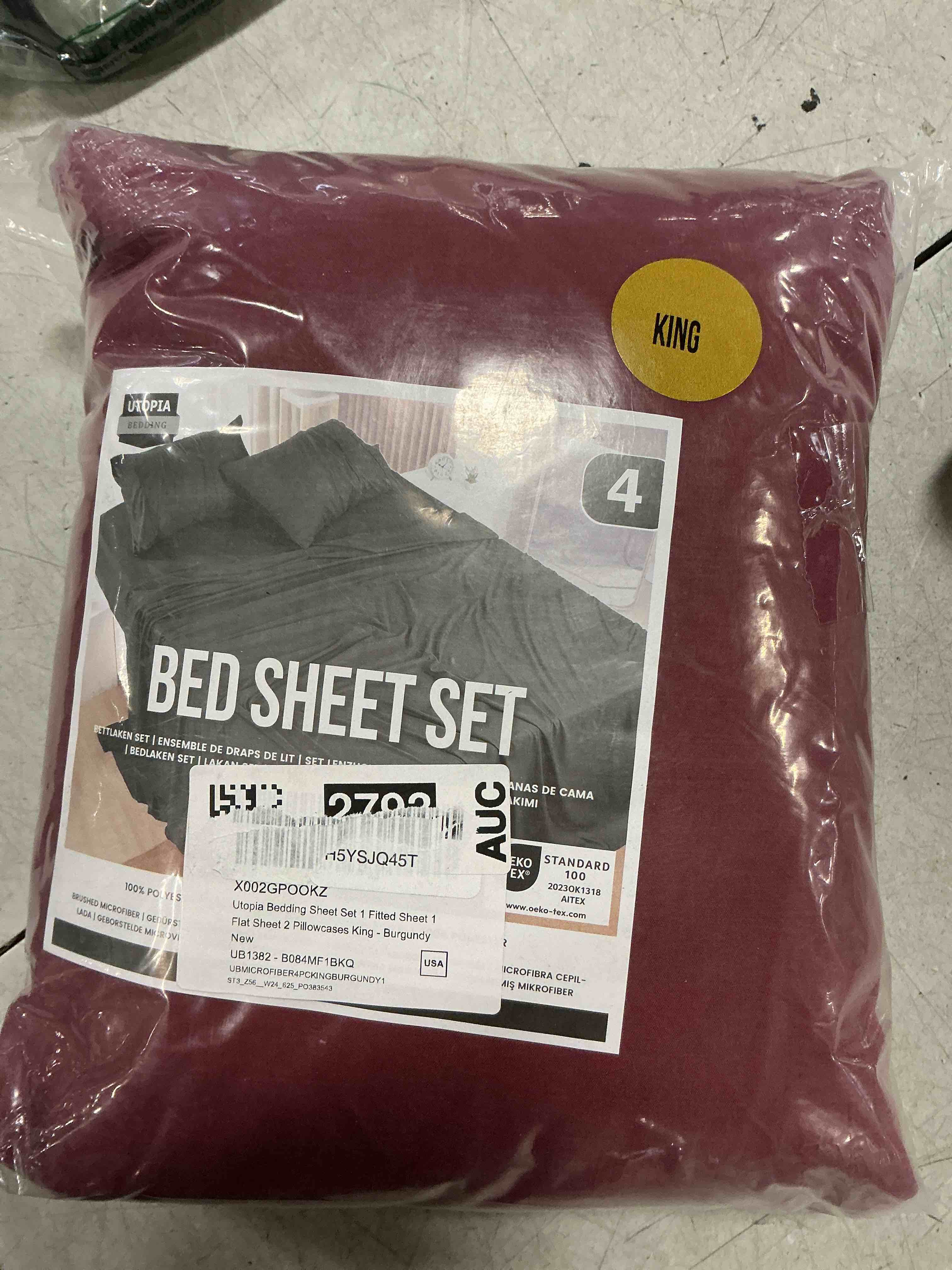 Condition photo showing item condition for Utopia Bedding King Bed Sheets Set - 4 Piece Bedding - Brushed Microfiber - Shrinkage and Fade Resistant - Easy Care (King, Red Burgundy)