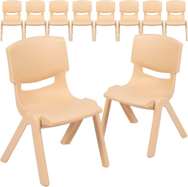flash furniture whitney 10 pack natural plastic stackable school chair with 10.5" seat height