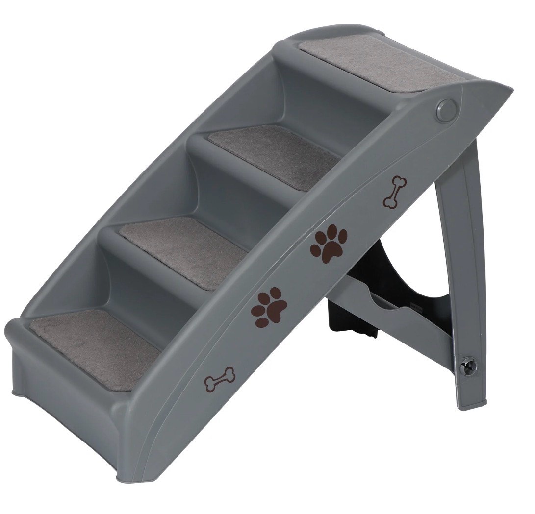 zenstyle pet dog foldable stairs 4 steps for high bed with non-slip pad for indoor outdoor