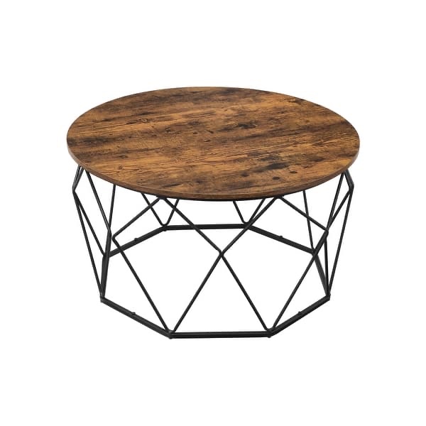black steel round coffee table with modern design and sturdy frame
