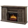 Colton 55 in. W Freestanding Infrared Electric Fireplace TV Stand with Sliding Door in Aged Oak & 2 3” Firebox