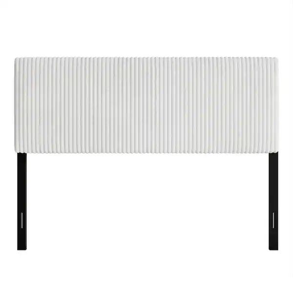 CraftPorch Corduroy Modern Upholstered Pleated Velvet Headboard - White - Twin