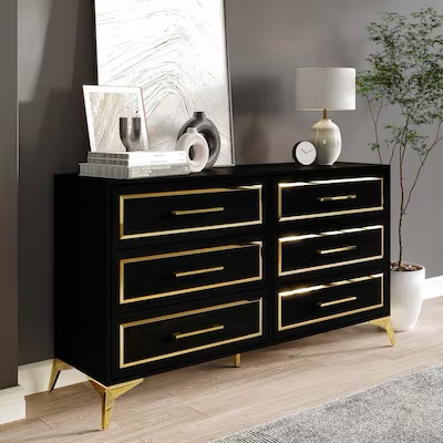ChaletPosh Black 6 -Drawer 54.57-in Standard dresser