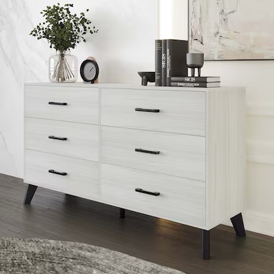 ChaletPosh Light Grey 6 -Drawer 52.56-in Standard dresser