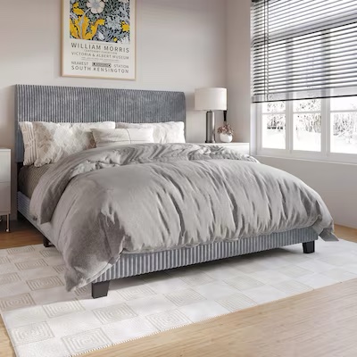ChaletPosh Queen Gray Wood Upholstered Bed